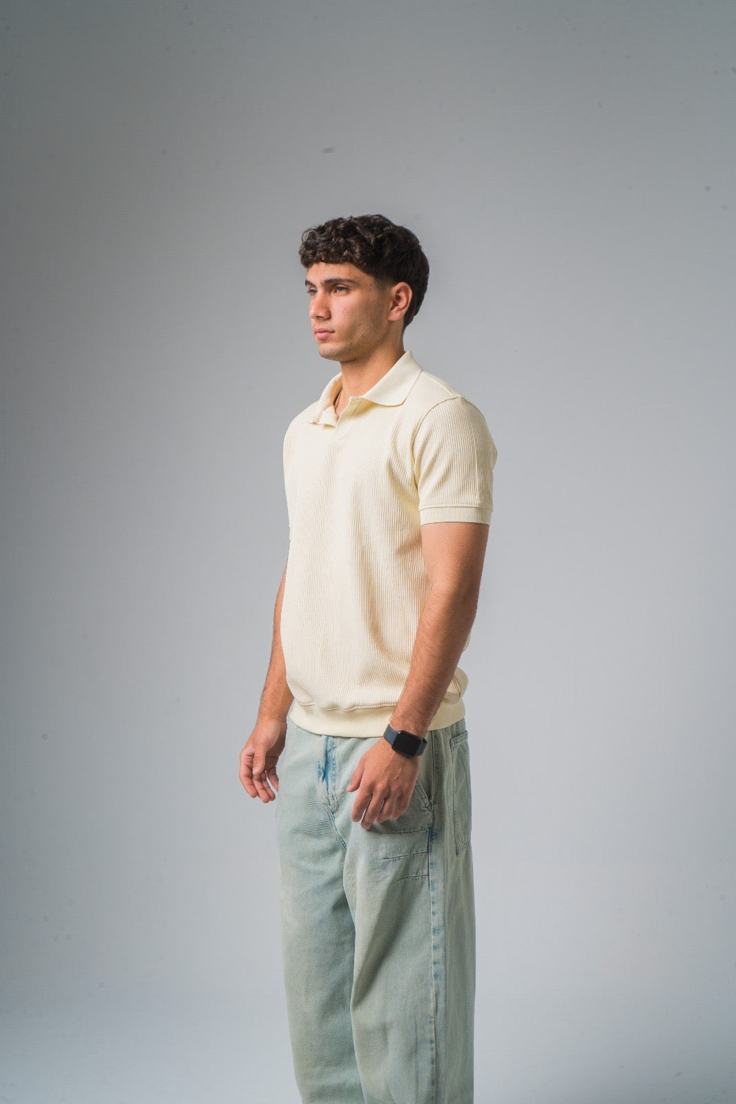 Cream Textured Polo