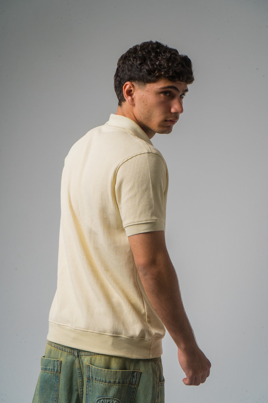 Cream Textured Polo