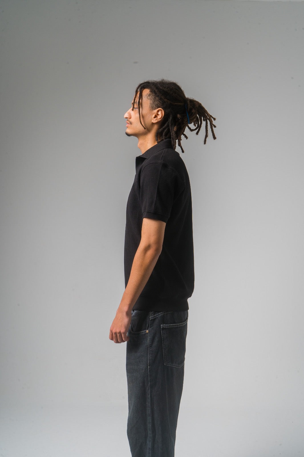 Jet Black Textured Polo