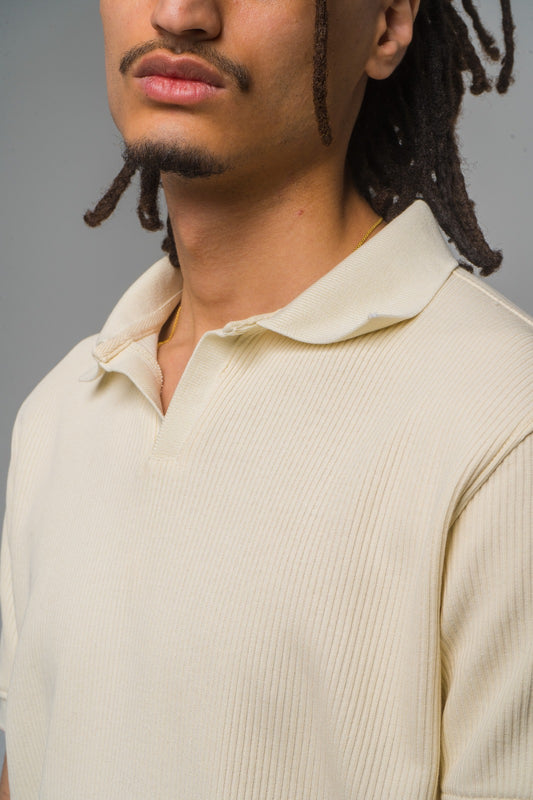 Cream Textured Polo