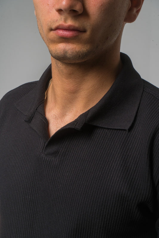 Jet Black Textured Polo