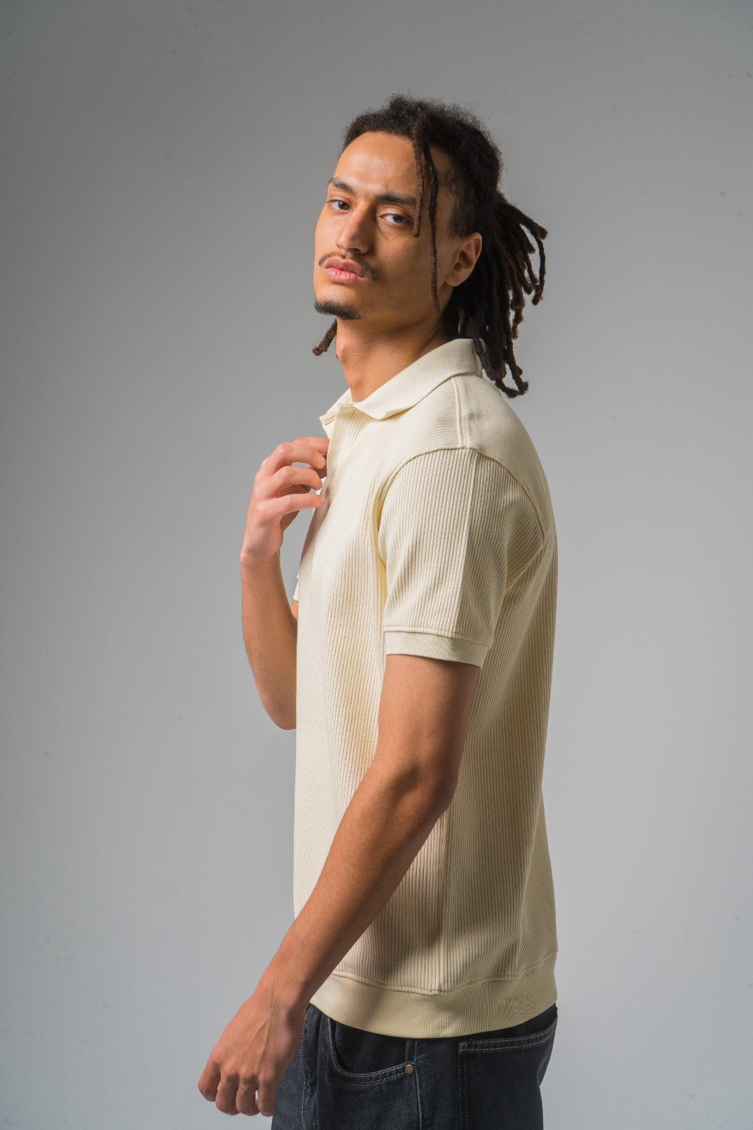 Cream Textured Polo