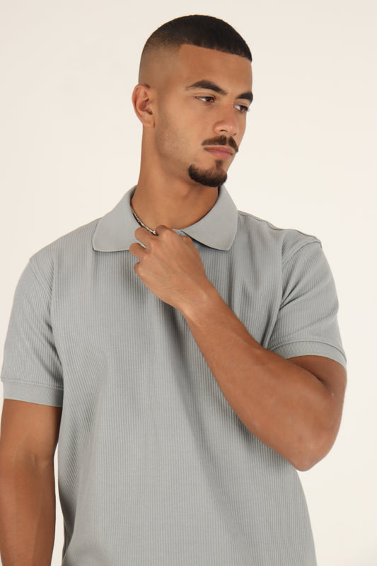 Grey Textured Polo