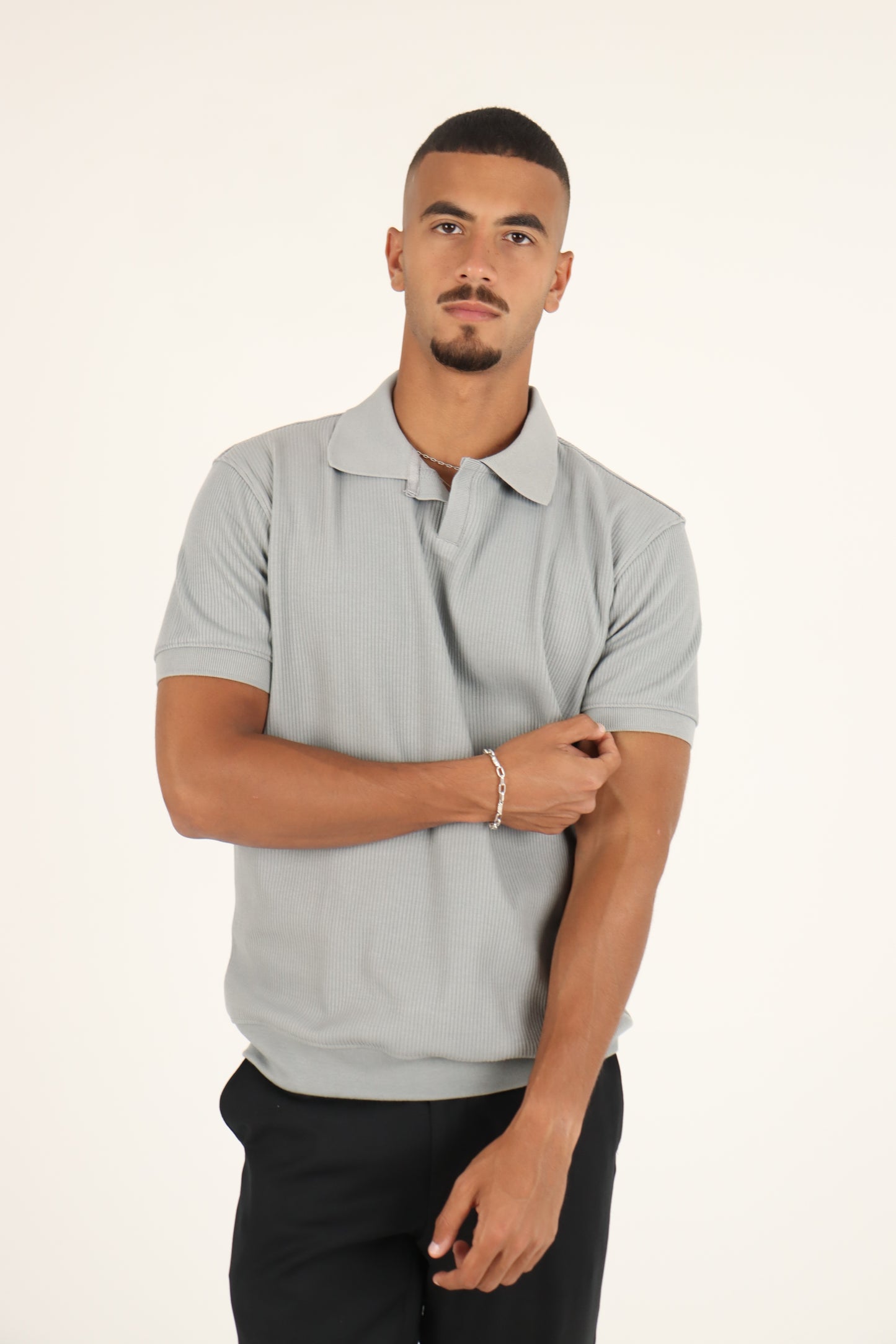 Grey Textured Polo