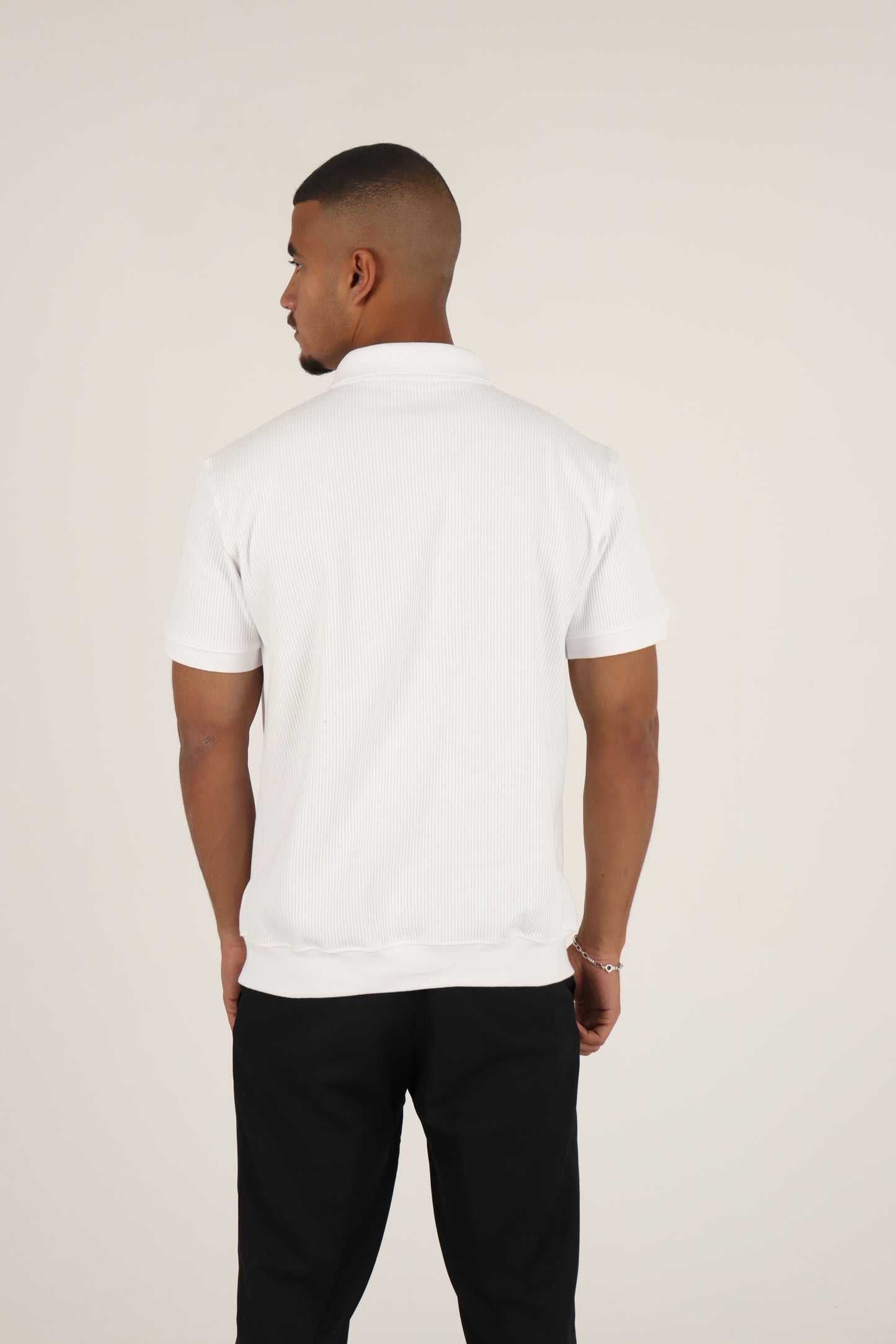 White Textured Polo