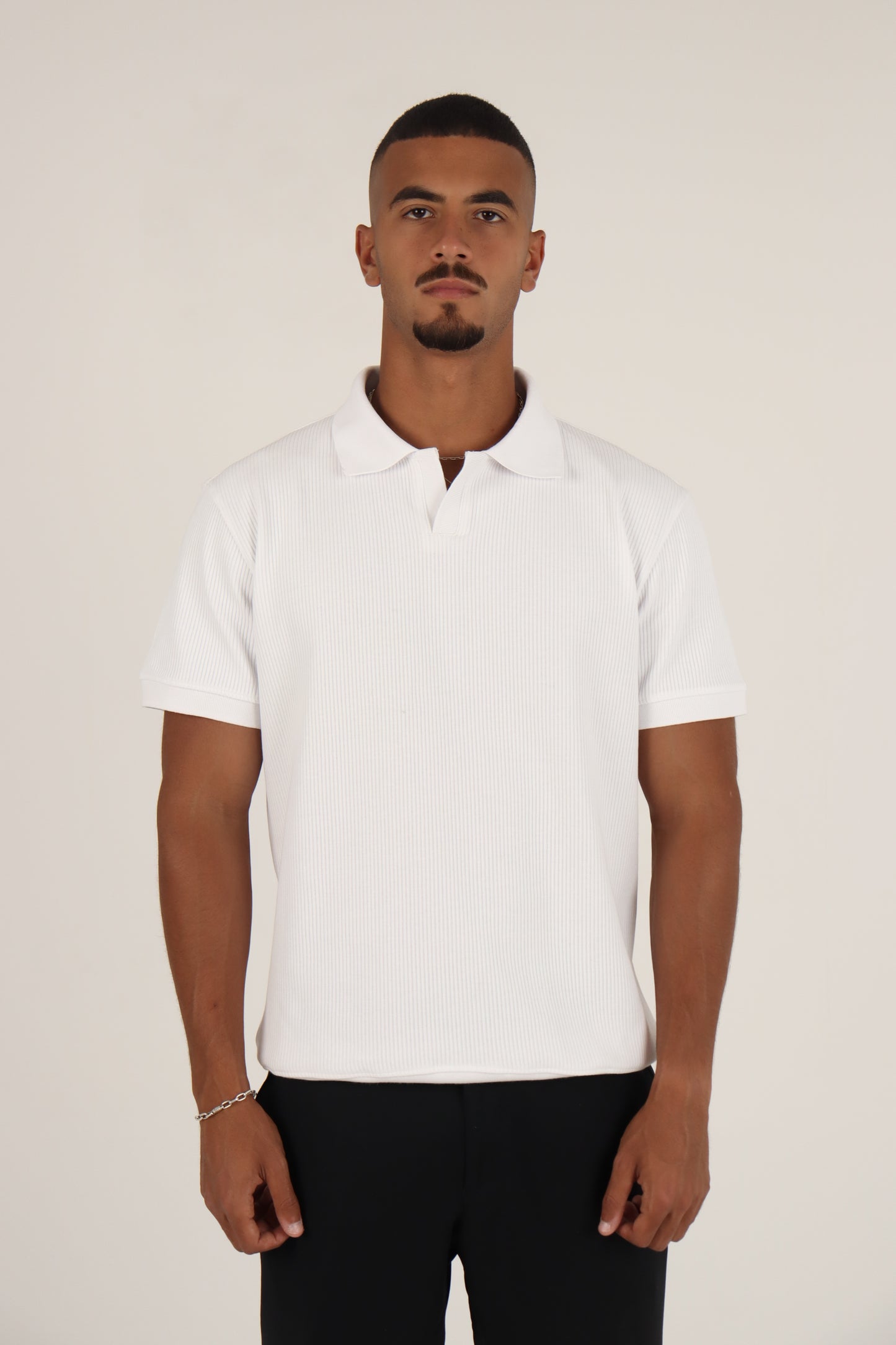 White Textured Polo