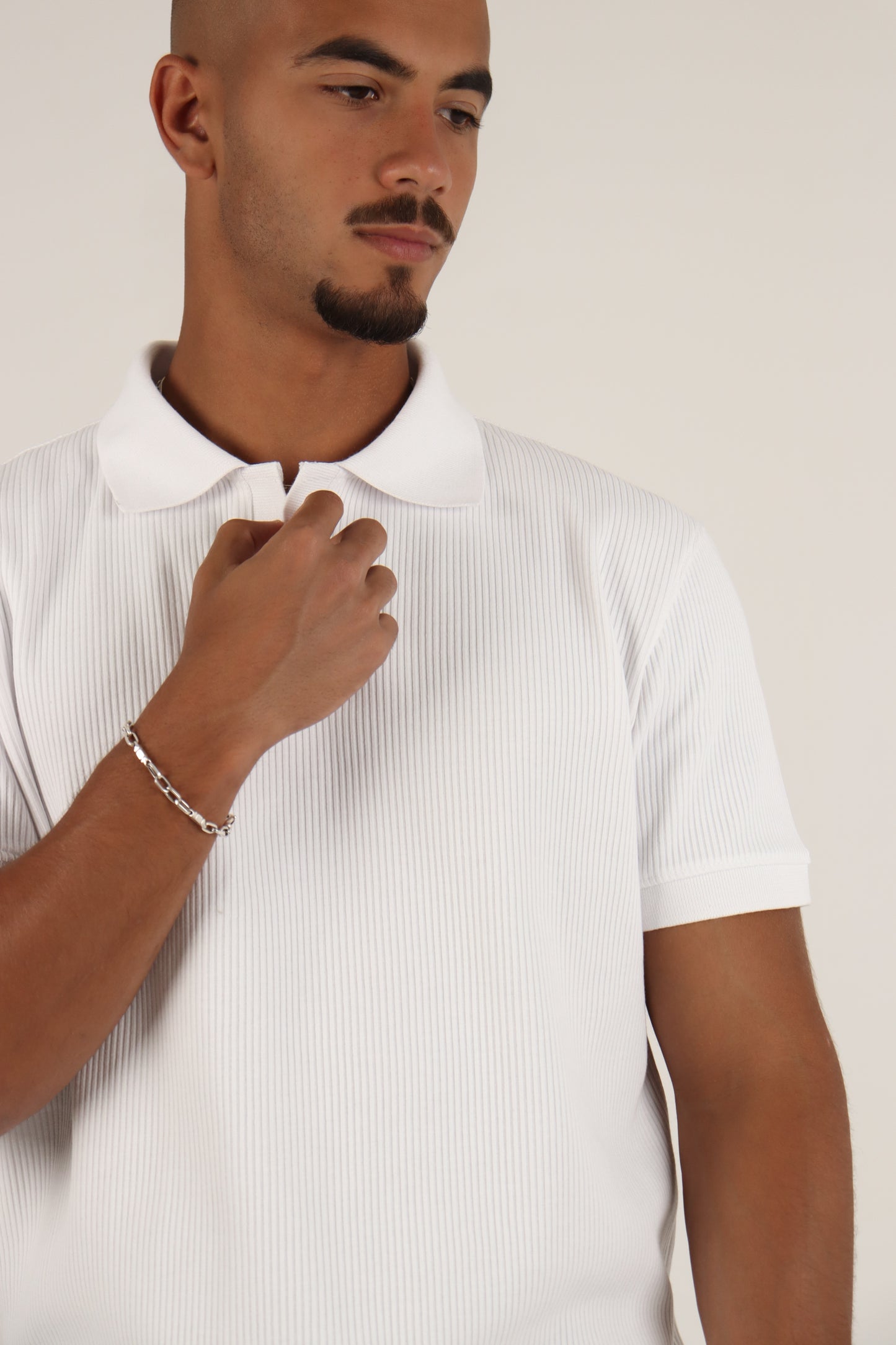 White Textured Polo
